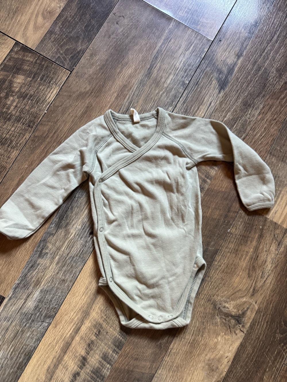 Quincy Mae Long-Sleeve Wrap Bodysuit in Sage Green